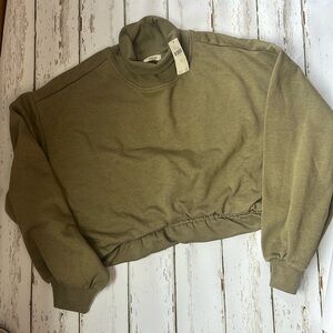 PILCRO Anthropologie green cropped sweatshirt Size Medium